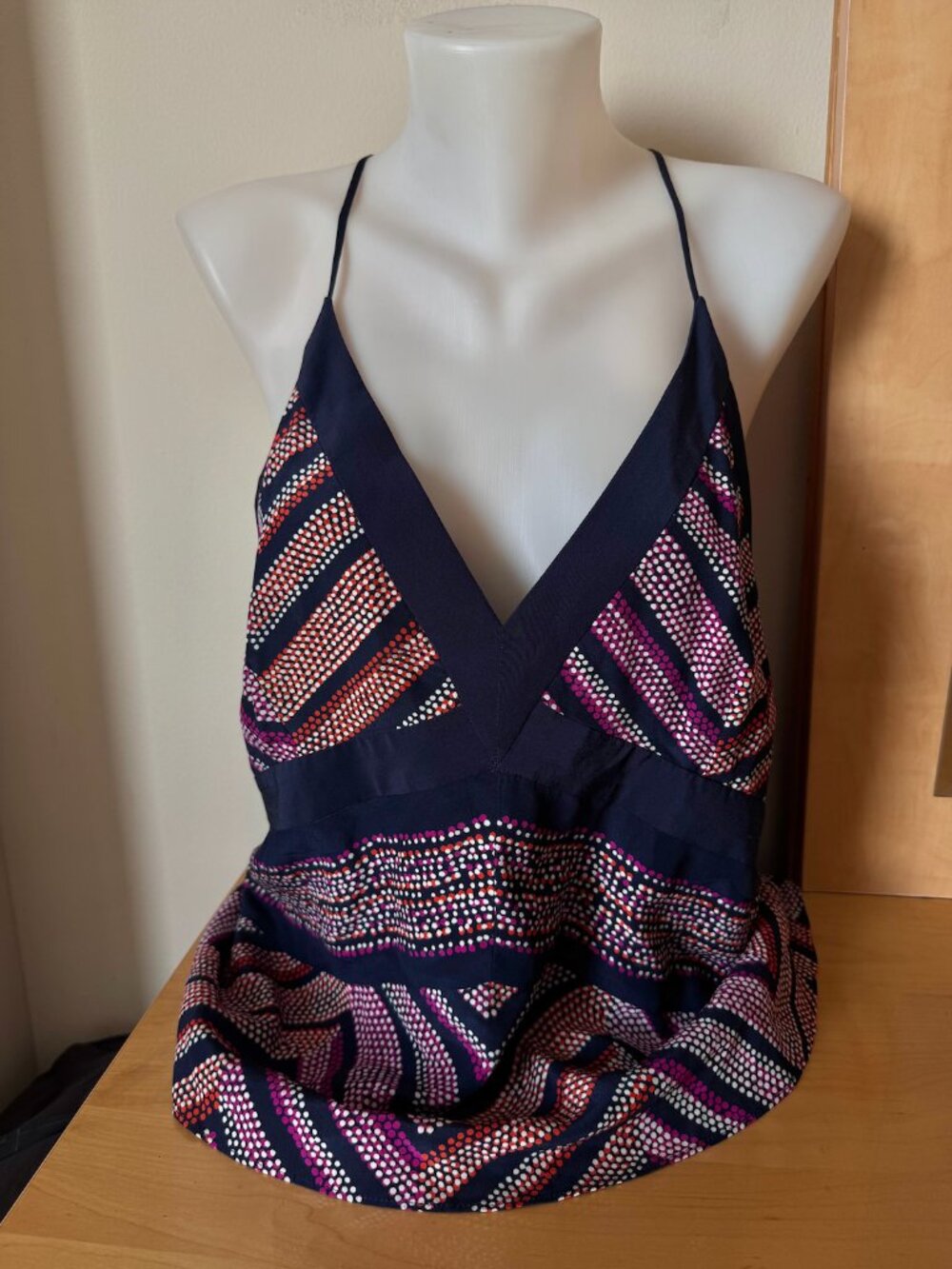 Ramy Brook Navy Blue Multicolor  Silk Camisole
